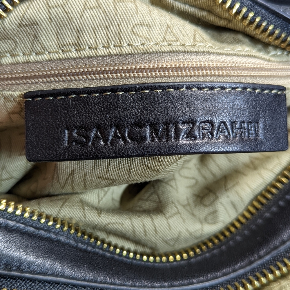 Isaac Mizrahi Black Quilted Leather Camera Bag Crossbody Double Zip - Picture 9 of 11
